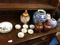 An Oriental dessert service, cloisonné ginger jars