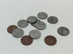 A collection of miniature coins contained within a