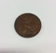 A rare Victorian 1853 copper coin with seated Brit