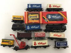 A box containing various Kellogg's carriages by HO