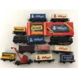 A box containing various Kellogg's carriages by HO