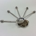 A good set of five silver teaspoons mounted with g