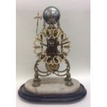 A good French skeleton clock with striking movemen