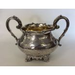 An attractive Victorian silver sugar bowl engraved