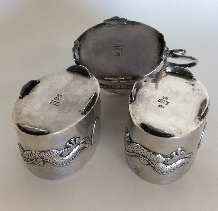 CHINESE: A good quality three piece silver cruet d - Image 3 of 3