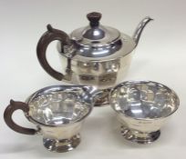 A good quality Edwardian silver three piece tea se