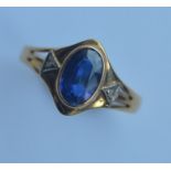 A sapphire and diamond ring in 18 carat mount. App