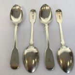 A set of four silver fiddle pattern teaspoons. Lon
