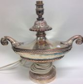 A large Adams' style silver plated lamp of half fl