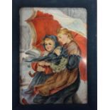 A framed rectangular porcelain plaque, finely painted with