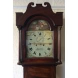 A large mahogany longcase grandfather clock with p