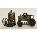 A brass mounted steam engine complete with burner.