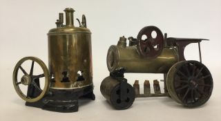 A brass mounted steam engine complete with burner.
