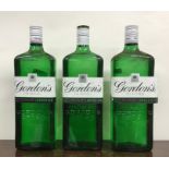 Three x 1 litre bottles of Gordon's The Original Special Dry London Gin.