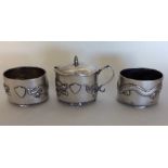 CHINESE: A good quality three piece silver cruet d