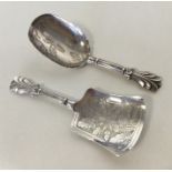A bright cut silver caddy spoon, the bowl decorate