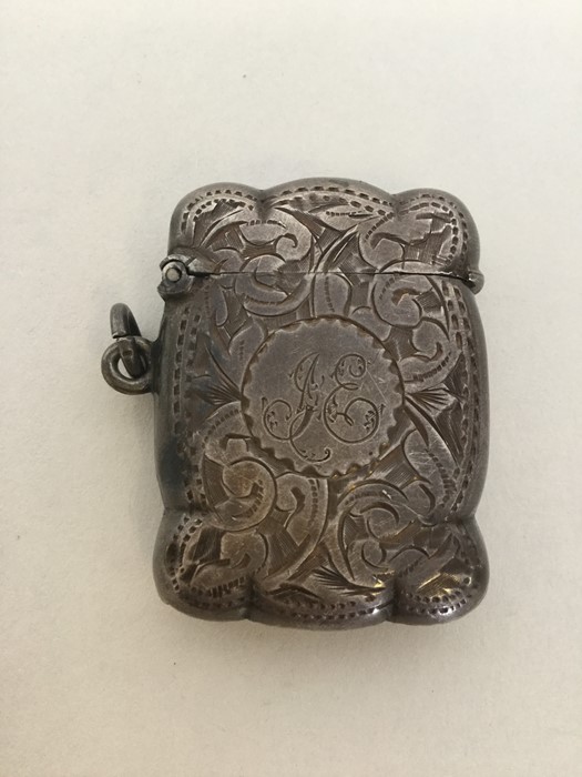 An Edwardian engraved silver vesta case decorated - Image 2 of 2