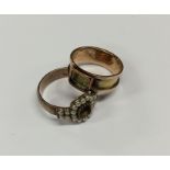 A pearl mounted mourning ring together with one ot