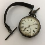 A gent's silver open face pocket watch with white