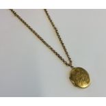A 9 carat locket on fine link chain. Approx. 10 gr