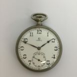 OMEGA: A gent's silver open face pocket watch with