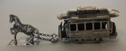 A novelty Continental silver tram. Approx. 62 gram