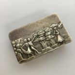 A rectangular Continental silver box, the hinged t