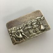 A rectangular Continental silver box, the hinged t
