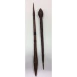 An unusual spear with ball decoration together wit