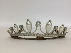 A good silver and stone set paste tiara with wrigg