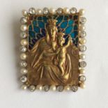 A rare rectangular plique-à-jour brooch depicting