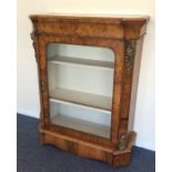 A burr walnut Victorian inlaid pier cabinet with b