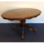 A good Victorian walnut pillar table, the base att