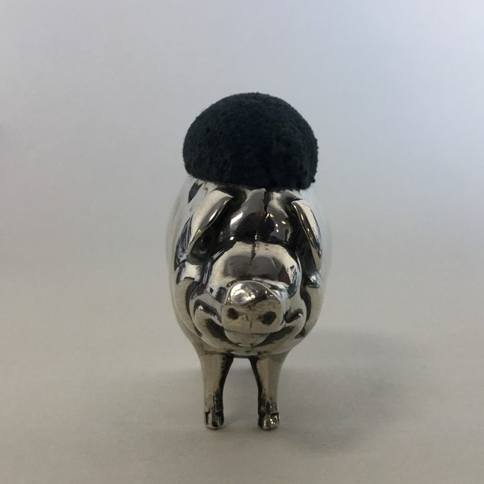 A novelty silver pin cushion in the form of a pig - Image 2 of 2