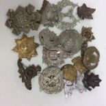 A large collection of cap badges. Est. £20 - £30.