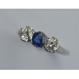 A good sapphire and diamond three stone ring attra