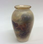 A Royal Worcester porcelain oviform vase painted w