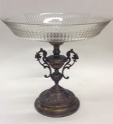 A Continental silver plated centrepiece with etche