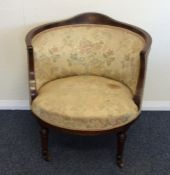 A late Victorian saloon chair with shell inlay. Es