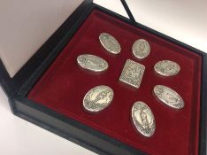 A good quality boxed set of eight silver boxes, wi