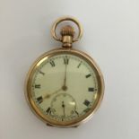 A gent's gilt pocket watch with white enamelled di