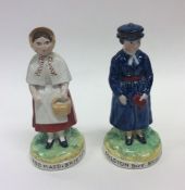 A pair of rare Staffordshire figures modelled as "