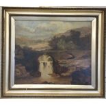 S SMITH: A gilt framed oil on canvas depicting a r