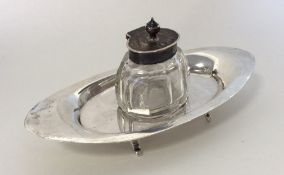 A small silver Adams' style inkstand with hinged t