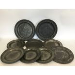 A collection of eight Antique pewter plates. Est.