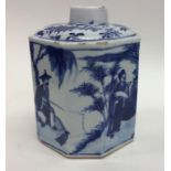 A good Chinese blue and white octagonal tea canist