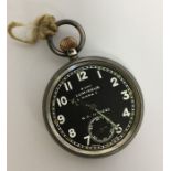 A silver Military pocket watch with black enamelle