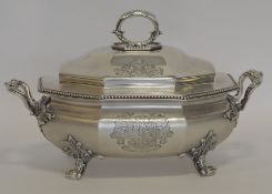 PAUL STORR: A good silver tureen and cover, the bo