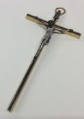 A small brass mounted crucifix with loop top. Est.