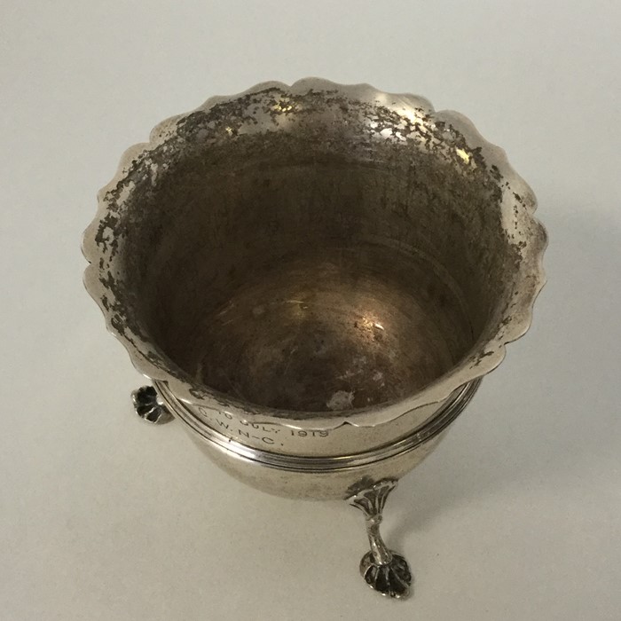 A silver sugar bowl with wavy edge on reeded suppo - Image 3 of 3
